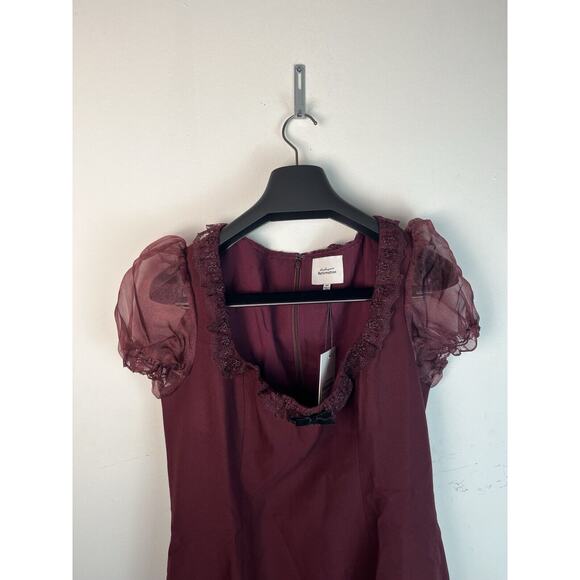 Reformation x Kacey Musgraves Bunny Mini Dress Chianti Burgundy Red Size 10P - Picture 3 of 9